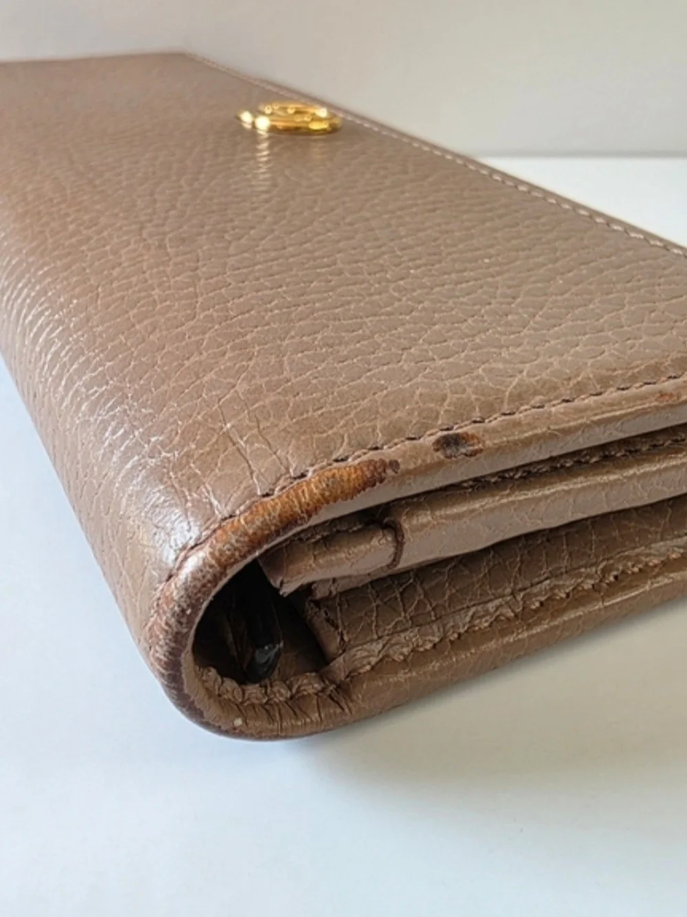 Gucci GG Marmont Taupe Continental Wallet Entrupy COA
